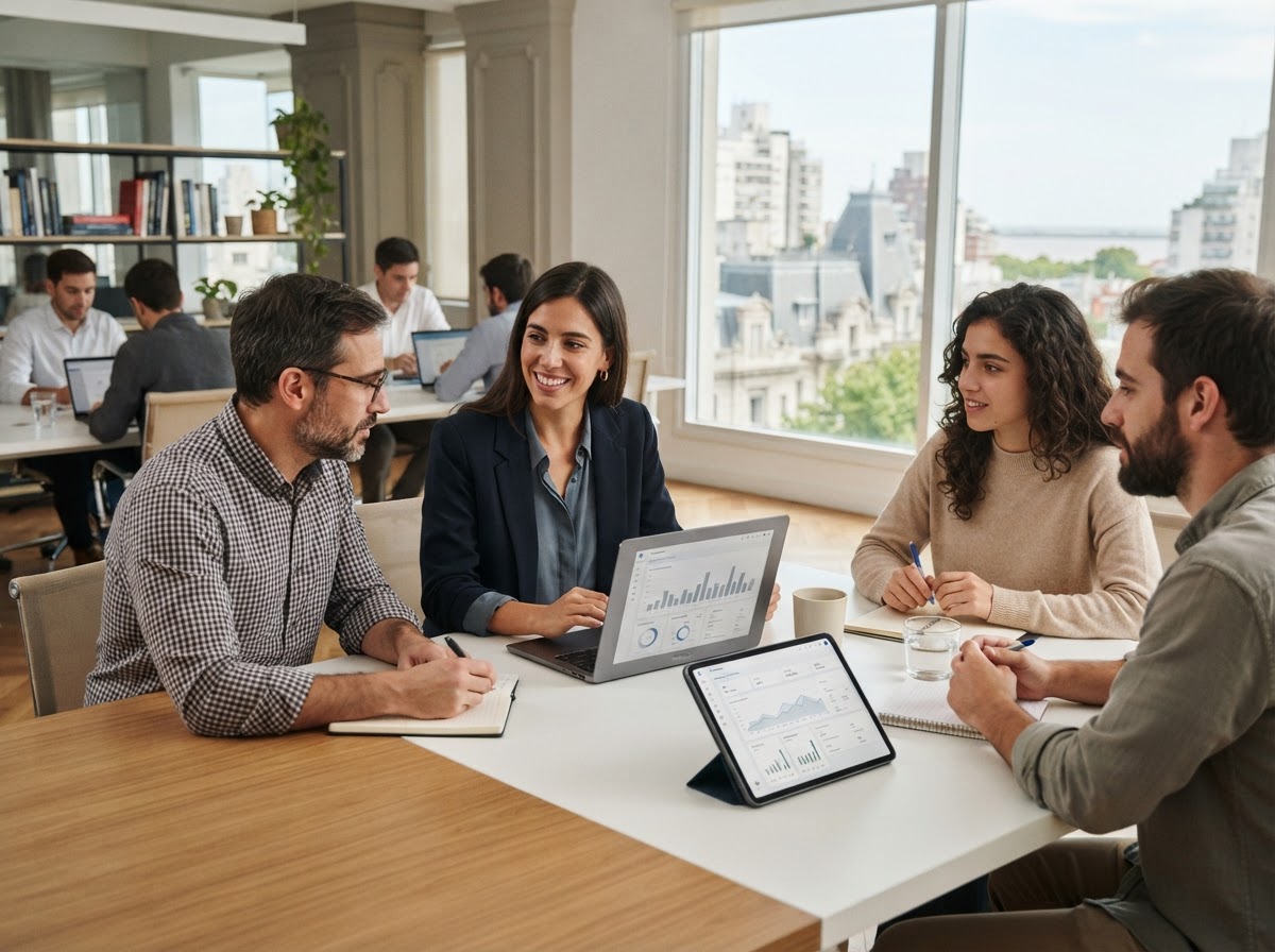Cuotanexa Partners equipo trabajando en el desarrollo de modelos de análisis financiero